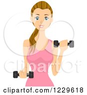 Clipart Of A Teenage Girl Doing Bicep Curls With Dumbbells Royalty Free Vector Illustration