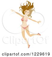 Clipart Of A Teenage Girl Jumping In A Bikini Royalty Free Vector Illustration by BNP Design Studio