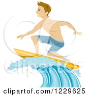 Poster, Art Print Of Teenage Boy Surfing On A Wave