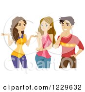 Poster, Art Print Of Teenage Boy And Two Girl Talking
