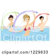 Clipart Of A Group Of Teenagers Doing Aqua Aerobics With Noodles In A Swimming Pool Royalty Free Vector Illustration by BNP Design Studio
