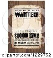 Distressed Wanted Reward Sign Over Wood