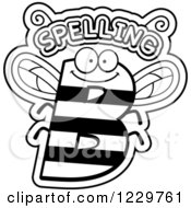 Clipart Of A Black And White Letter B Bee With Spelling Text Royalty Free Vector Illustration by Cory Thoman