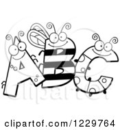 Poster, Art Print Of Black And White Ant Bee And Caterpillar Letters Abc