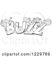 Clipart Of Black And White Letter Insects Forming The Word BUZZ Royalty Free Vector Illustration