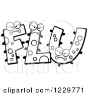 Clipart Of Black And White Monsters Forming The Word Flu Royalty Free Vector Illustration