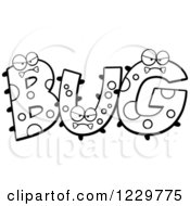 Clipart Of Black And White Monsters Forming The Word Bug Royalty Free Vector Illustration