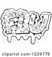 Clipart Of Black And White Slimy Monsters Forming The Word Flu Royalty Free Vector Illustration