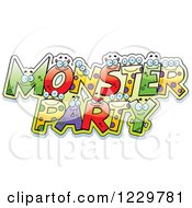 Clipart Of Colorful Monster Party Text Royalty Free Vector Illustration