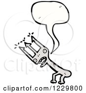 Clipart Of A Talking Pitchfork Royalty Free Vector Illustration