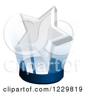 Clipart Of A 3d Shining White Star Award On A Stand Royalty Free Vector Illustration