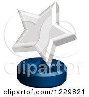 Poster, Art Print Of 3d White Star Award On A Stand