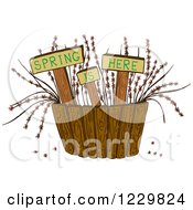 Poster, Art Print Of Spring Is Here Signs With Plants Behind A Fence