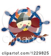 Clipart Of A Happy Viking Man In A Ships Helm Royalty Free Vector Illustration