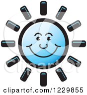 Clipart Of A Blue Happy Sun Icon Royalty Free Vector Illustration
