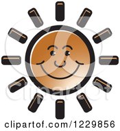 Clipart Of A Brown Happy Sun Icon Royalty Free Vector Illustration