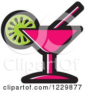 Clipart Of A Pink Cocktail Icon Royalty Free Vector Illustration