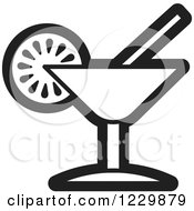 Clipart Of A Black And White Cocktail Icon Royalty Free Vector Illustration