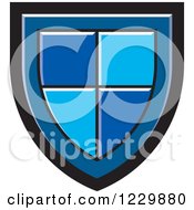 Clipart Of A Blue Shield Icon Royalty Free Vector Illustration