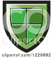 Clipart Of A Green Shield Icon Royalty Free Vector Illustration
