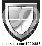 Clipart Of A Silver Shield Icon Royalty Free Vector Illustration