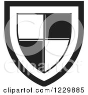 Clipart Of A Black And White Shield Icon Royalty Free Vector Illustration