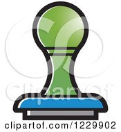 Clipart Of A Green And Blue Rubber Stamp Icon Royalty Free Vector Illustration by Lal Perera