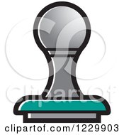 Clipart Of A Gray And Turquoise Rubber Stamp Icon Royalty Free Vector Illustration