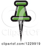 Clipart Of A Green Push Pin Icon Royalty Free Vector Illustration