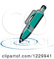 Clipart Of A Turquoise Writing Pen Icon Royalty Free Vector Illustration