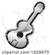 Clipart Of A Silver Guitar Icon Royalty Free Vector Illustration by Lal Perera