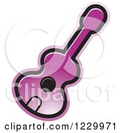 Clipart Of A Purple Guitar Icon Royalty Free Vector Illustration by Lal Perera