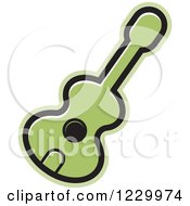 Clipart Of A Green Guitar Icon Royalty Free Vector Illustration by Lal Perera