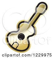 Clipart Of A Gold Guitar Icon Royalty Free Vector Illustration by Lal Perera