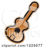 Clipart Of A Brown Guitar Icon Royalty Free Vector Illustration by Lal Perera