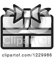 Clipart Of A Silver Gift Present Icon Royalty Free Vector Illustration