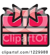 Clipart Of A Pink Gift Present Icon Royalty Free Vector Illustration