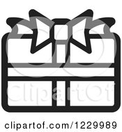 Clipart Of A Black And White Gift Present Icon Royalty Free Vector Illustration by Lal Perera