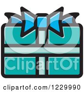 Clipart Of A Turquoise Gift Present Icon Royalty Free Vector Illustration
