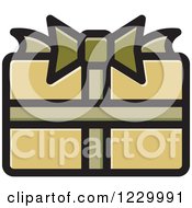 Clipart Of A Tan Gift Present Icon Royalty Free Vector Illustration
