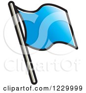Clipart Of A Blue Waving Flag Icon Royalty Free Vector Illustration