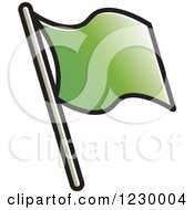 Clipart Of A Green Waving Flag Icon Royalty Free Vector Illustration