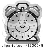 Poster, Art Print Of Happy Silver Alarm Clock Icon