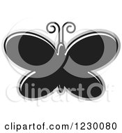 Clipart Of A Grayscale Butterfly Icon Royalty Free Vector Illustration