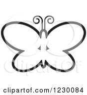 Clipart Of A Black And White Butterfly Icon Royalty Free Vector Illustration
