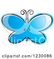 Clipart Of A Blue Butterfly Icon Royalty Free Vector Illustration