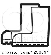 Clipart Of A Black And White Rubber Boots Icon Royalty Free Vector Illustration by Lal Perera
