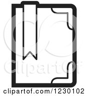 Clipart Of A Black And White Book With A Bookmark Icon Royalty Free Vector Illustration