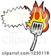 Clipart Of A Talking Flaming Spatula Royalty Free Vector Illustration by lineartestpilot