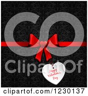 Clipart Of A Happy Valentines Day Greeting On A Gift Tag Over Black Royalty Free Vector Illustration